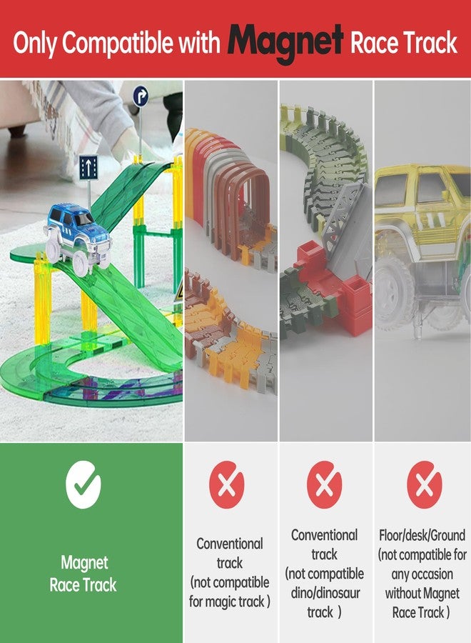 Save Unicorn Magnetic Track Cars Replacement Only, Flex Track Race cars Accessories Construction Building Kits for Magnet Tracks Glow in the Dark, Only Compatible with Magnetic Car Tracks for Kids Ages 3+ (4pack) - Image 4